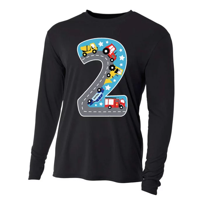 2nd Birthday Car Carpet 2 Year Old Car Gift Cooling Performance Long Sleeve Crew