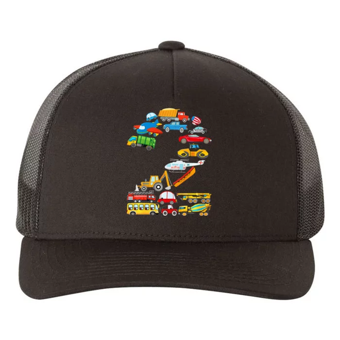 2nd Birthday Cars Vehicles Fire Truck Airplane Yupoong Adult 5-Panel Trucker Hat