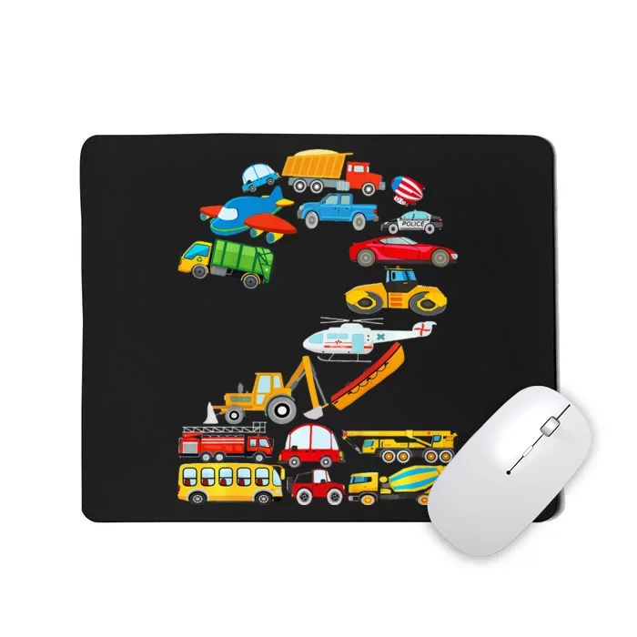 2nd Birthday Cars Vehicles Fire Truck Airplane Mousepad