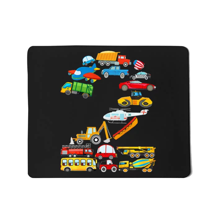 2nd Birthday Cars Vehicles Fire Truck Airplane Mousepad