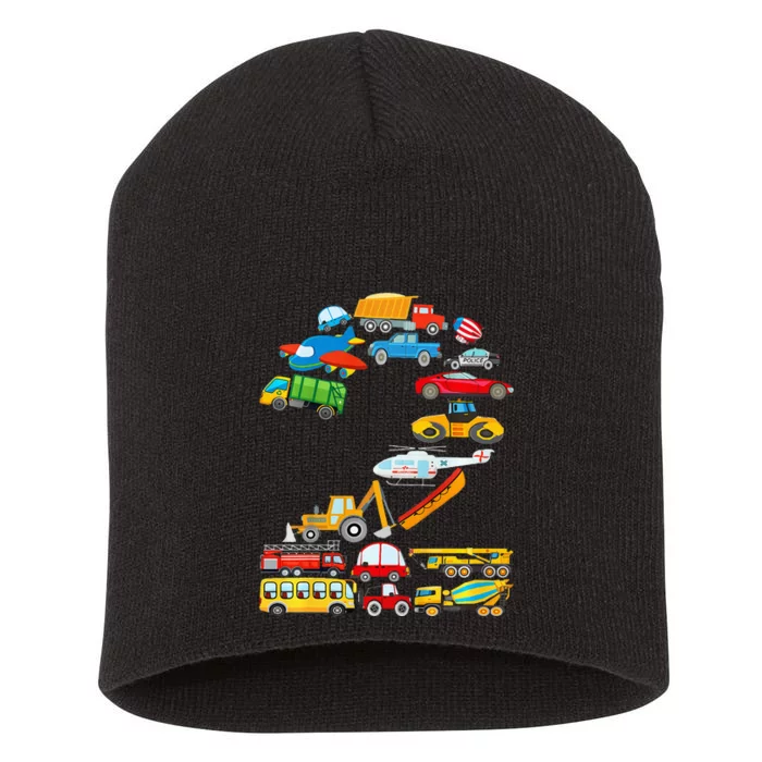 2nd Birthday Cars Vehicles Fire Truck Airplane Short Acrylic Beanie