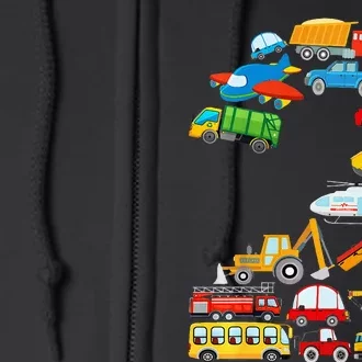 2nd Birthday Cars Vehicles Fire Truck Airplane Full Zip Hoodie