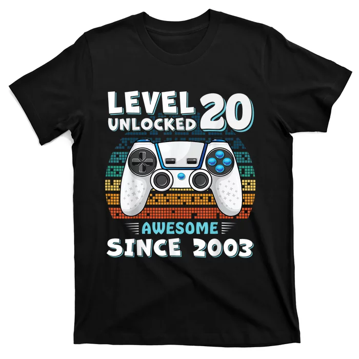 20 Birthday Decorations Gamer m.e.n Video 2003 20th Birthday T-Shirt