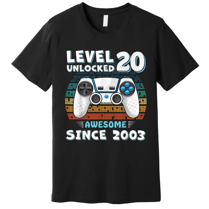 20 Birthday Decorations Gamer m.e.n Video 2003 20th Birthday Premium T-Shirt