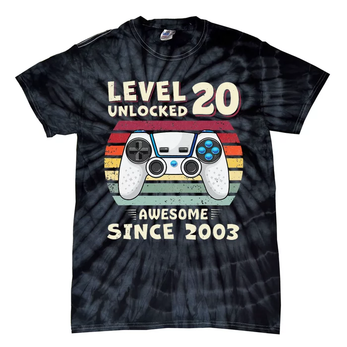 20 Birthday Decorations Gamer Men Video 2003 20th Birthday Tie-Dye T-Shirt