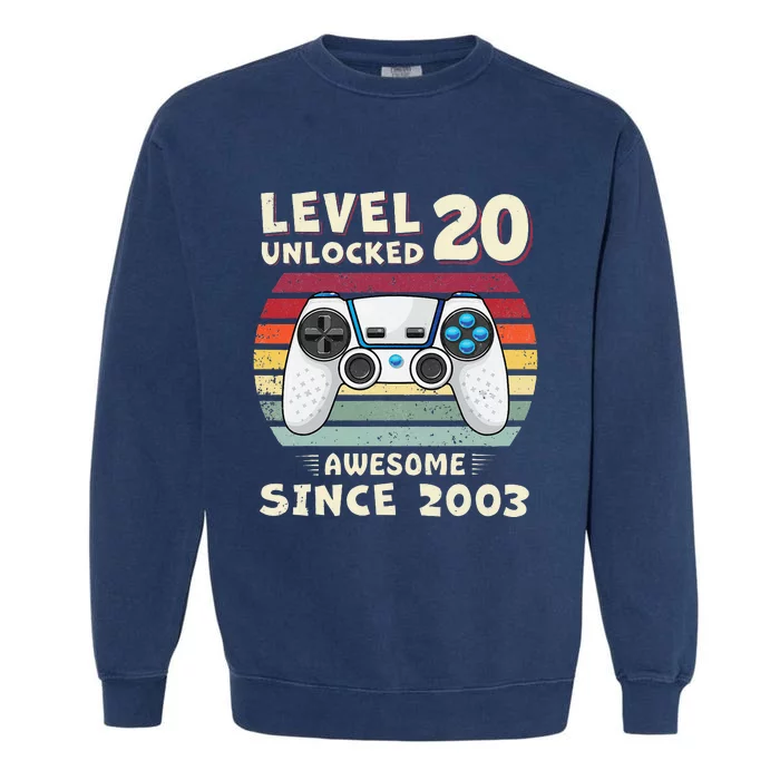 20 Birthday Decorations Gamer Men Video 2003 20th Birthday Garment-Dyed Sweatshirt