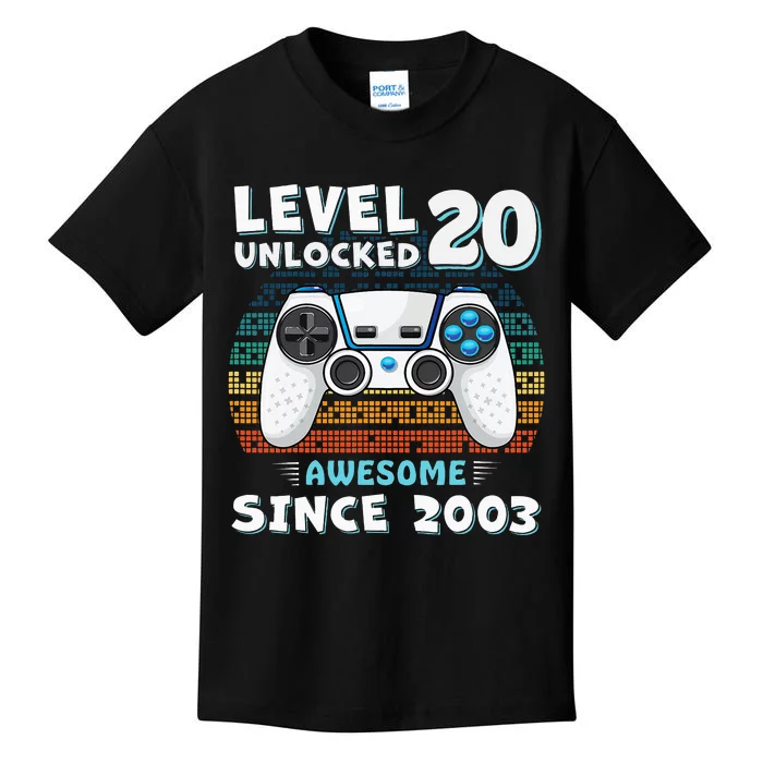 20 Birthday Decorations Gamer Men Video 2003 20th Birthday Kids T-Shirt