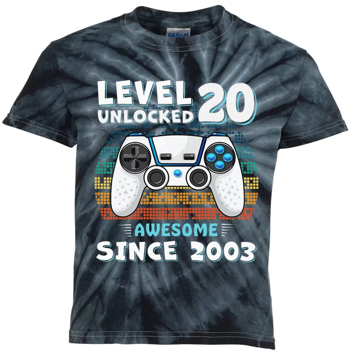 20 Birthday Decorations Gamer Men Video 2003 20th Birthday Kids Tie-Dye T-Shirt