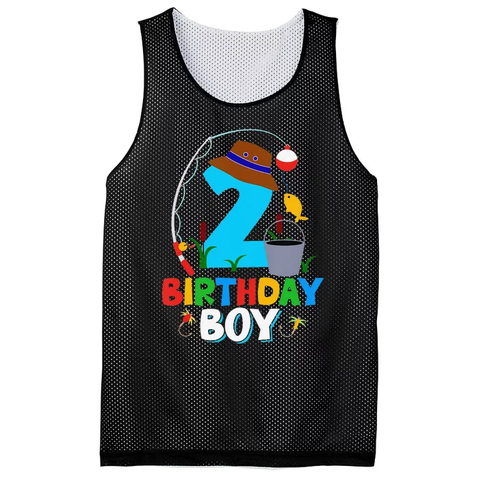 2nd Birthday Fishing Fish Bday Party Decorations Mesh Reversible Basketball Jersey Tank