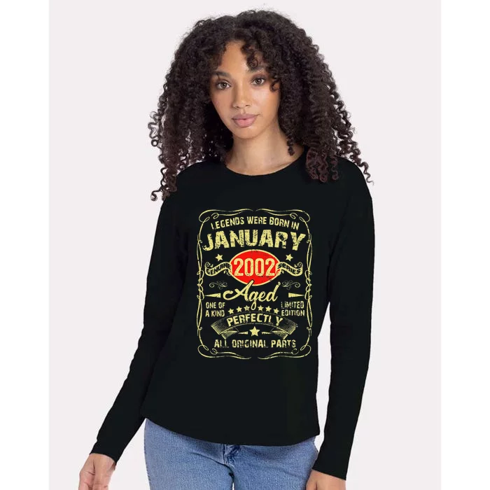 21st Birthday Gift 21 Year Old Legend Since January 2002 Womens Cotton Relaxed Long Sleeve T-Shirt