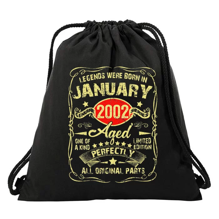 21st Birthday Gift 21 Year Old Legend Since January 2002 Drawstring Bag