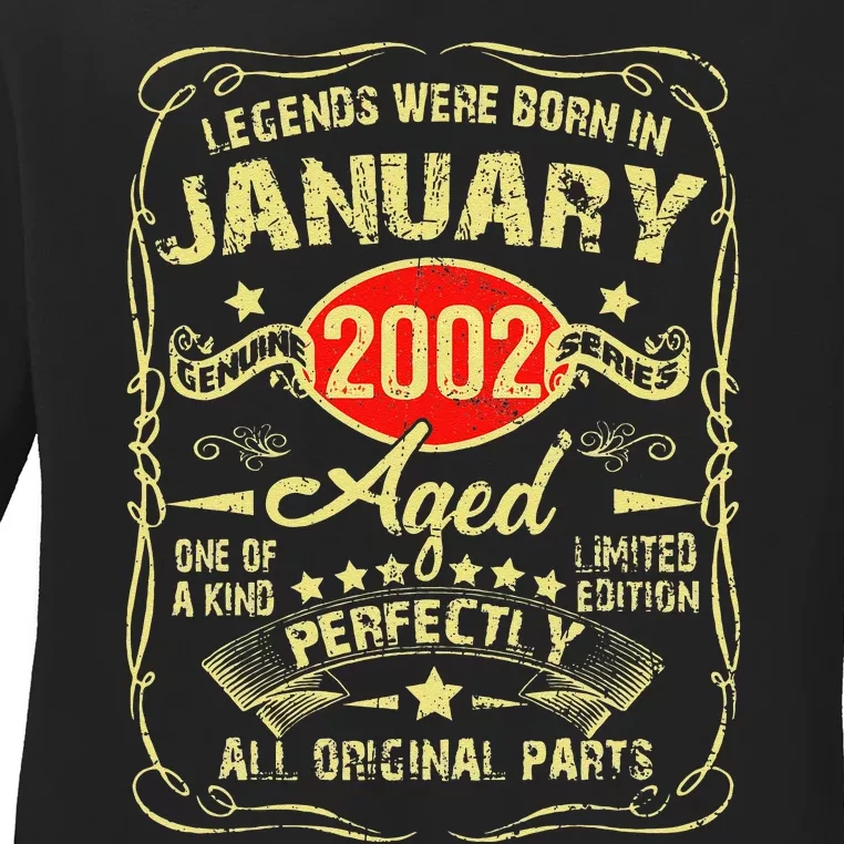 21st Birthday Gift 21 Year Old Legend Since January 2002 Ladies Long Sleeve Shirt