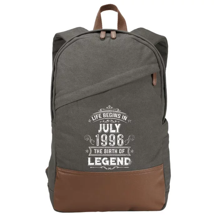 27th Birthday Gifts Vintage July 1996 27 Years Old Cotton Canvas Backpack