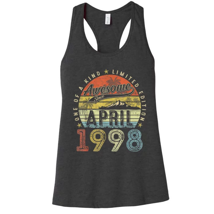 25th Birthday Gift Awesome Since April 1998 25 Year Old Women's Racerback Tank