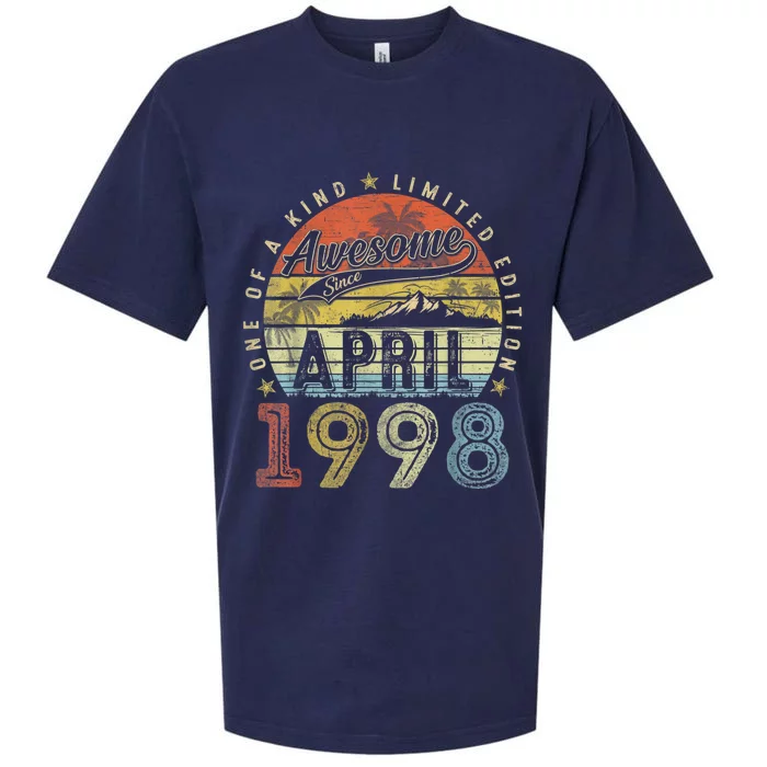 25th Birthday Gift Awesome Since April 1998 25 Year Old Sueded Cloud Jersey T-Shirt