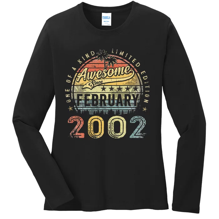 21st Birthday Gift Awesome Since February 2002 21 Year Old Ladies Long Sleeve Shirt