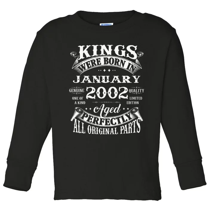 21st Birthday Gift Kings Born In January 2002 21 Years Old Toddler Long Sleeve Shirt