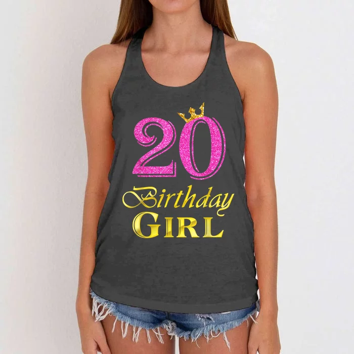 20th Birthday Girl Princess Shirt 20 Years Old 20th Birthday Women's Knotted Racerback Tank