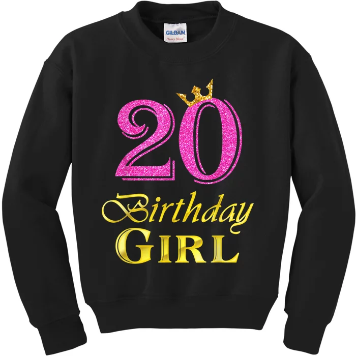 20th Birthday Girl Princess Shirt 20 Years Old 20th Birthday Kids Sweatshirt