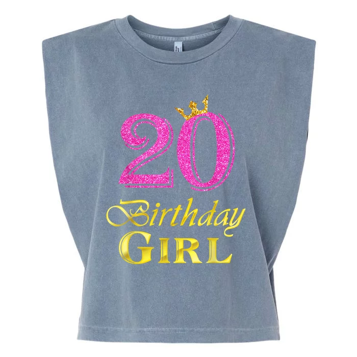 20th Birthday Girl Princess Shirt 20 Years Old 20th Birthday Garment-Dyed Women's Muscle Tee