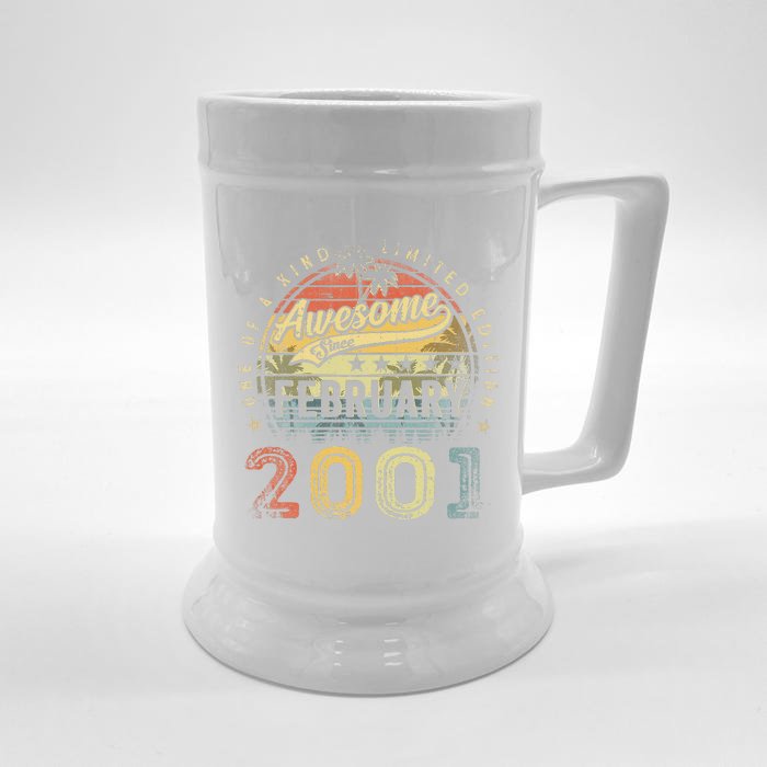 22nd Birthday Gift Awesome Since February 2001 22 Year Old Front & Back Beer Stein