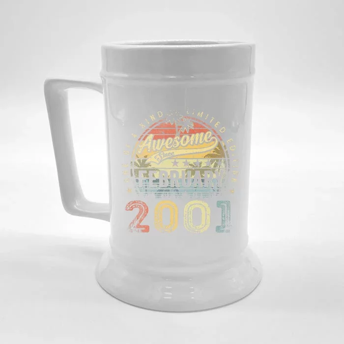 22nd Birthday Gift Awesome Since February 2001 22 Year Old Front & Back Beer Stein