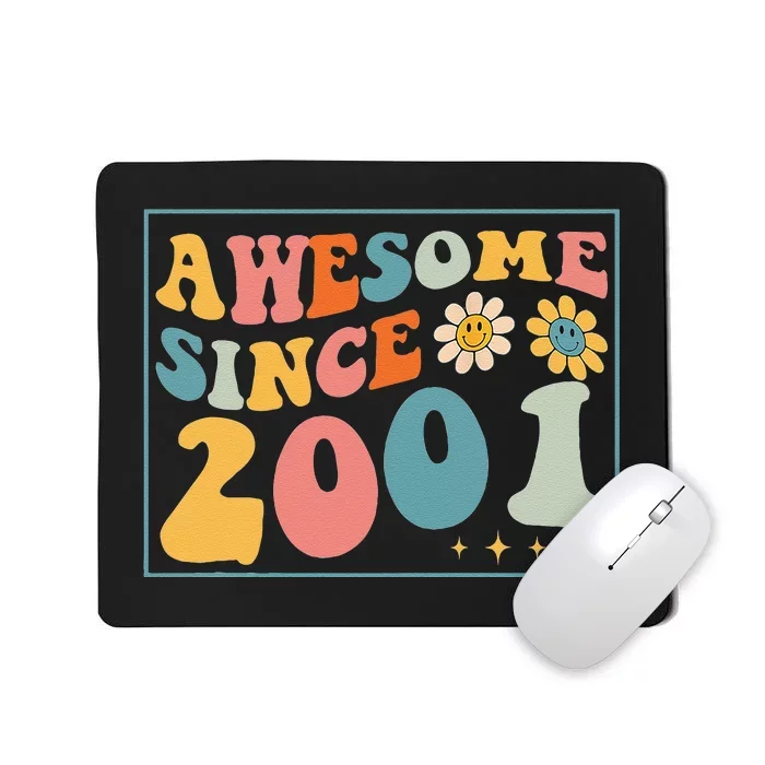 22st Birthday Gifts Awesome Since 2001 22 Years Old Groovy Mousepad