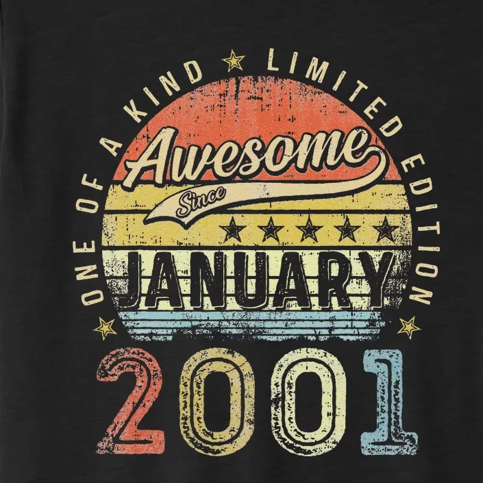 22th Birthday Gift Awesome Since January 2001 22 Year Old ChromaSoft Performance T-Shirt