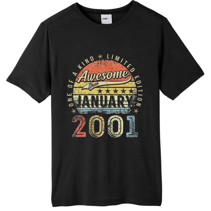 22th Birthday Gift Awesome Since January 2001 22 Year Old ChromaSoft Performance T-Shirt