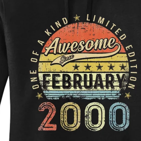 23th Birthday Gift Awesome Since February 2000 23 Year Old Women's Pullover Hoodie