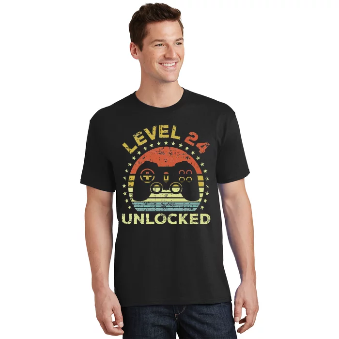 24th Birthday Gaming Level 24 Unlocked T-Shirt