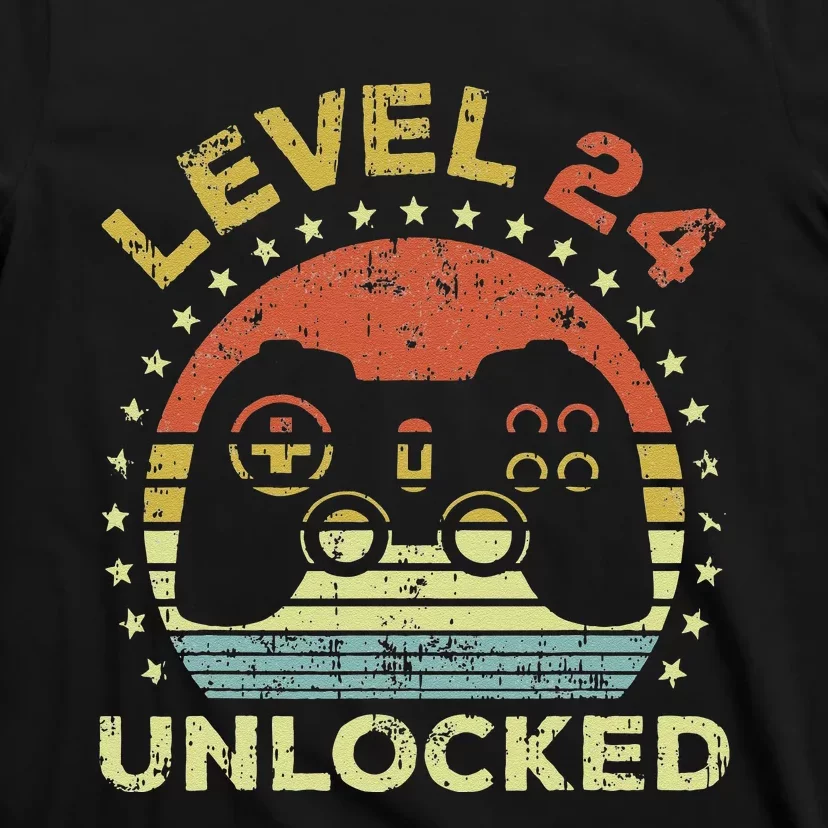 24th Birthday Gaming Level 24 Unlocked T-Shirt