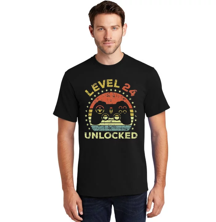 24th Birthday Gaming Level 24 Unlocked Tall T-Shirt