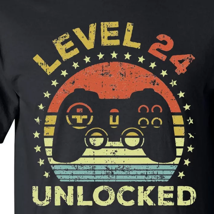 24th Birthday Gaming Level 24 Unlocked Tall T-Shirt