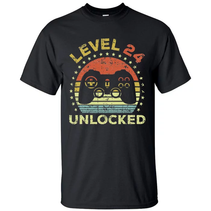 24th Birthday Gaming Level 24 Unlocked Tall T-Shirt