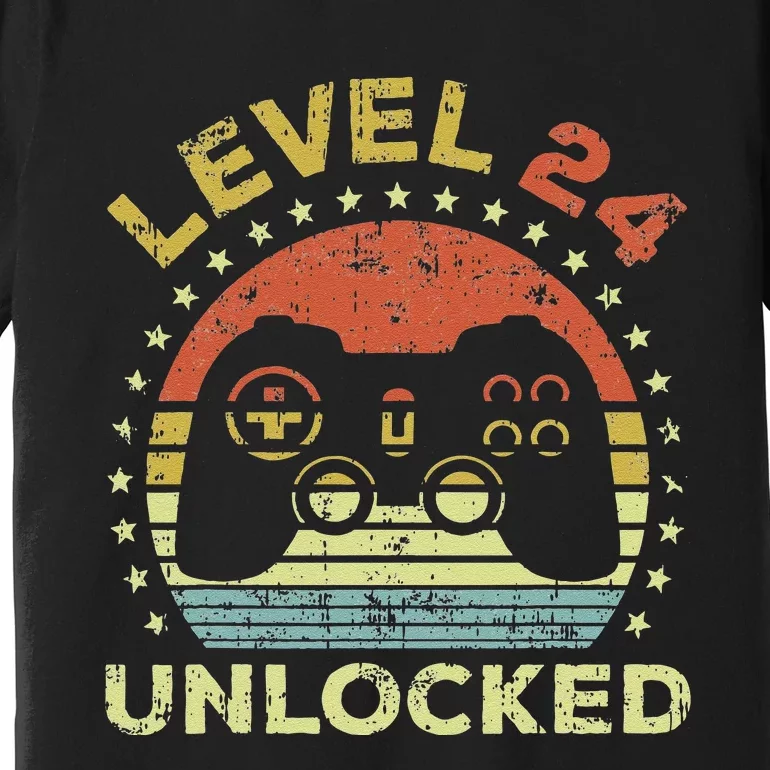 24th Birthday Gaming Level 24 Unlocked Premium T-Shirt