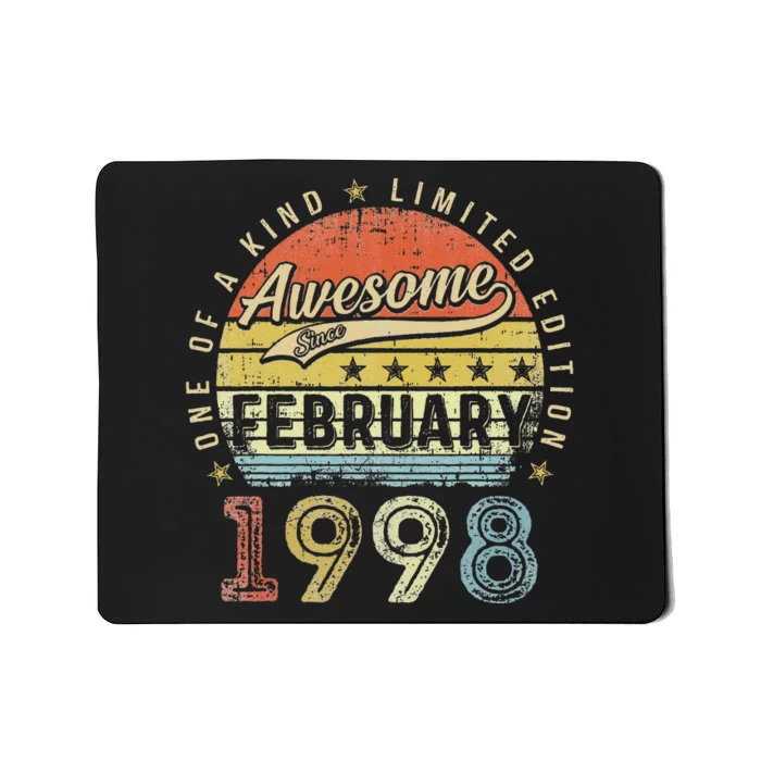 25th Birthday Gift Awesome Since February 1998 25 Year Old Cute Mousepad