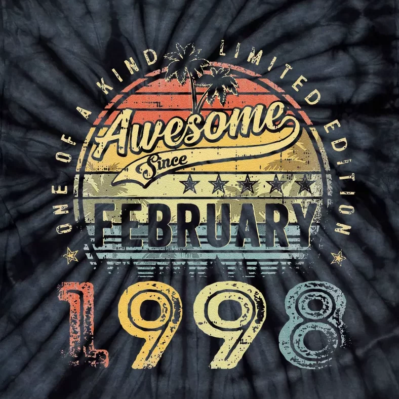 25th Birthday Gift Awesome Since February 1998 25 Year Old Tie-Dye T-Shirt