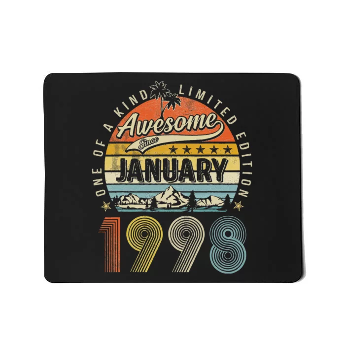 25th Birthday Gift Awesome Since January 1998 25 Year Old Cute Mousepad