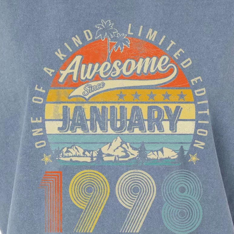 25th Birthday Gift Awesome Since January 1998 25 Year Old Cute Garment-Dyed Women's Muscle Tee