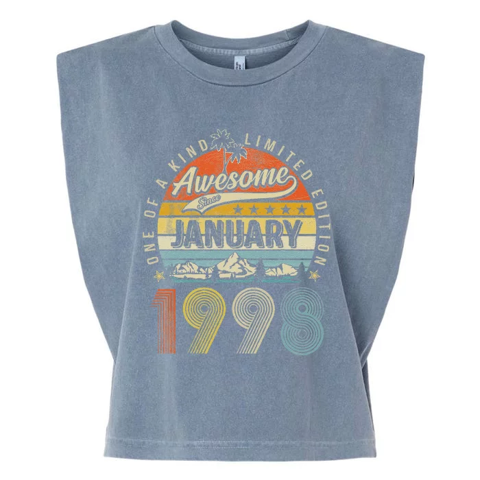 25th Birthday Gift Awesome Since January 1998 25 Year Old Cute Garment-Dyed Women's Muscle Tee