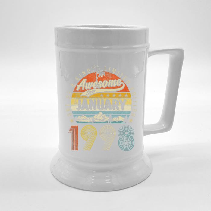 25th Birthday Gift Awesome Since January 1998 25 Year Old Cute Front & Back Beer Stein