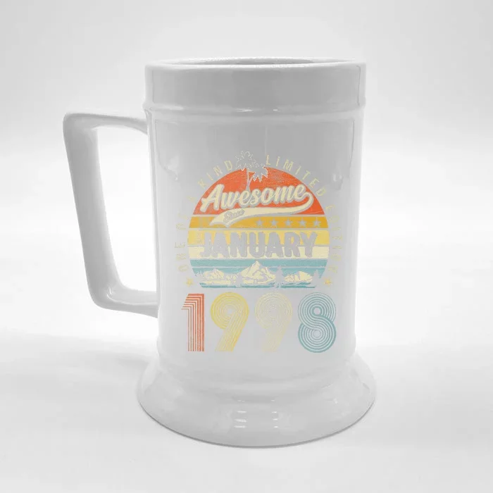 25th Birthday Gift Awesome Since January 1998 25 Year Old Cute Front & Back Beer Stein