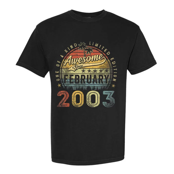 20th Birthday Gift Awesome Since February 2003 20 Year Old Garment-Dyed Heavyweight T-Shirt