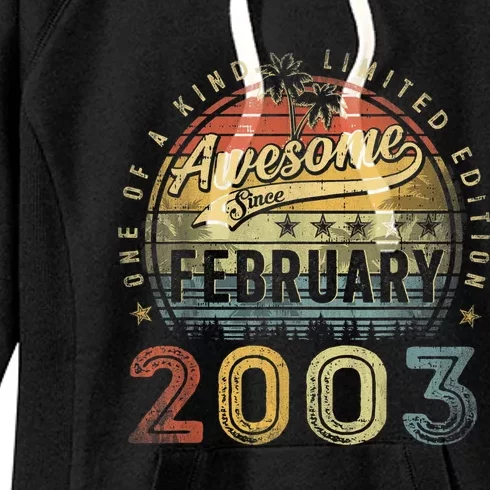 20th Birthday Gift Awesome Since February 2003 20 Year Old Women's Fleece Hoodie