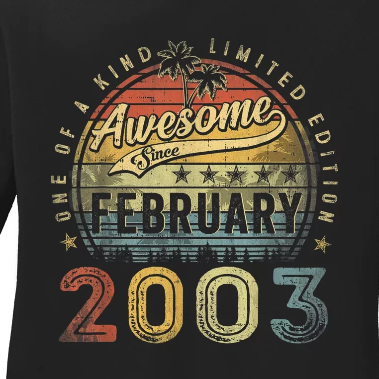 20th Birthday Gift Awesome Since February 2003 20 Year Old Ladies Long Sleeve Shirt