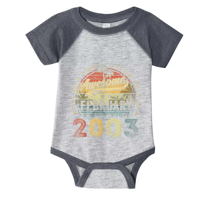 20th Birthday Gift Awesome Since February 2003 20 Year Old Infant Baby Jersey Bodysuit