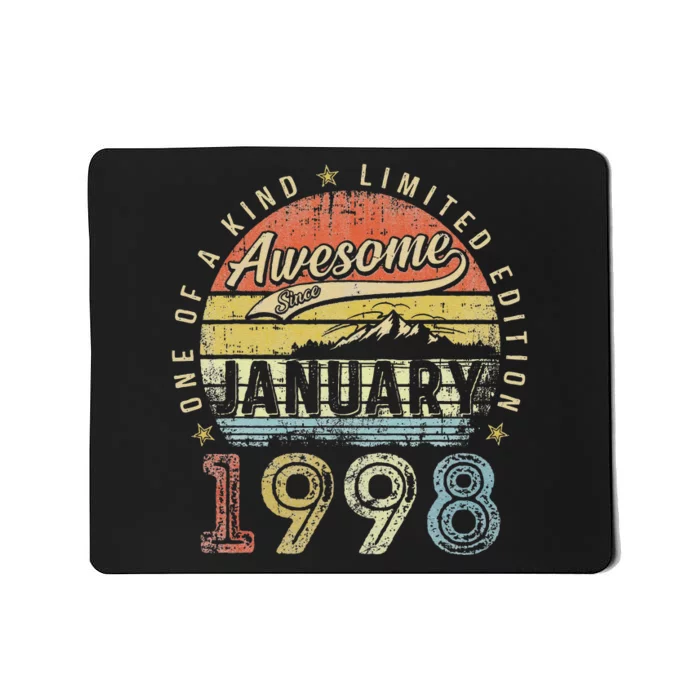 25th Birthday Gift Awesome Since January 1998 25 Year Old Love Cute Mousepad