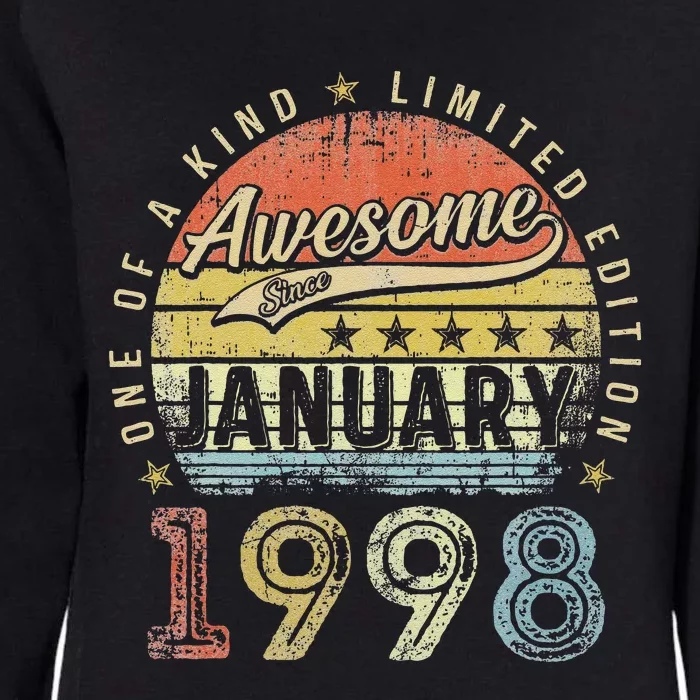 25th Birthday Gift Awesome Since January 1998 25 Year Old Love Womens California Wash Sweatshirt