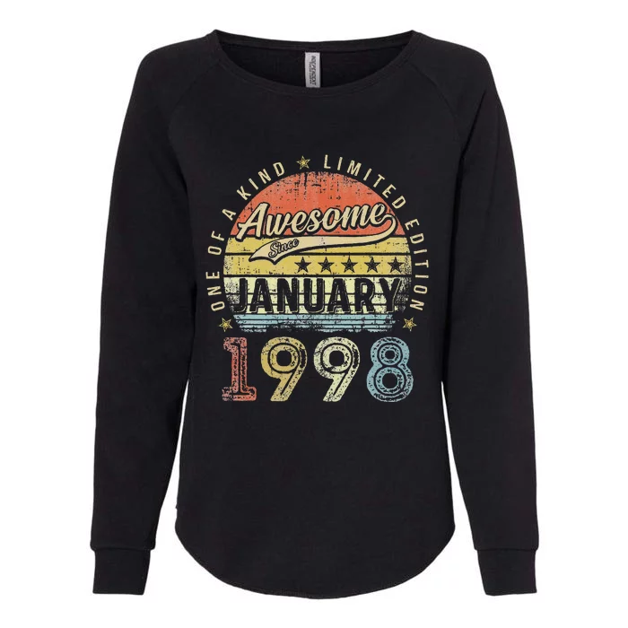 25th Birthday Gift Awesome Since January 1998 25 Year Old Love Womens California Wash Sweatshirt